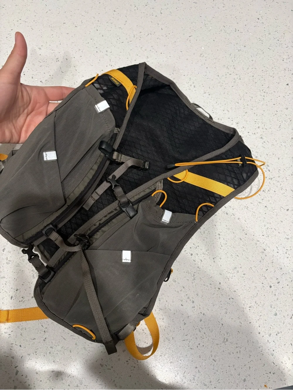 REI Olive Green and Yellow Swiftland 5 Hydration Vest